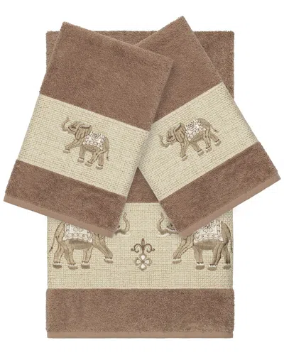 Linum Home Textiles Quinn Turkish Cotton 3pc Embellished Towel Set