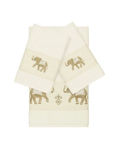 Linum Home Textiles Quinn Turkish Cotton 3pc Embellished Towel Set