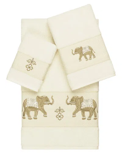 Linum Home Textiles Quinn Turkish Cotton 3pc Embellished Towel Set In Neutral