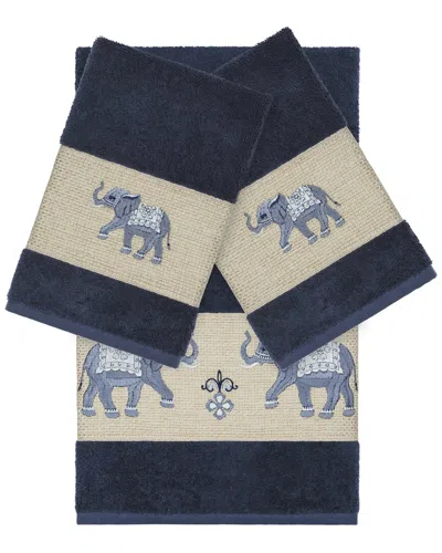Linum Home Textiles Quinn Turkish Cotton 3pc Embellished Towel Set In Animal Print