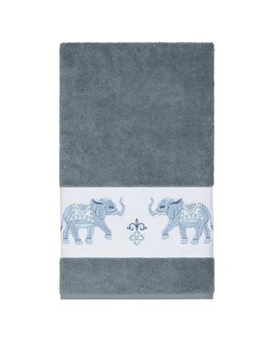 Linum Home Textiles Quinn Turkish Cotton Embellished Bath Towel In Black