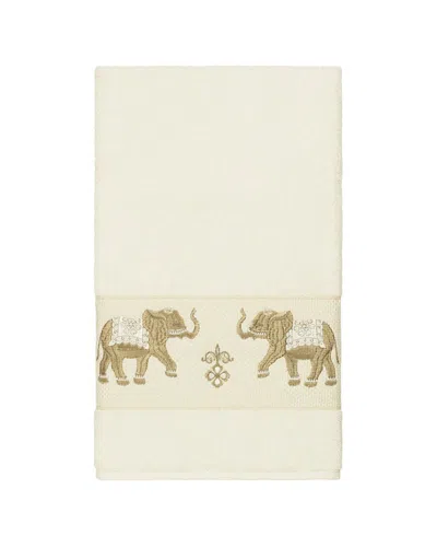 Linum Home Textiles Quinn Turkish Cotton Embellished Bath Towel In White