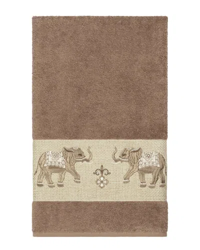 Linum Home Textiles Quinn Turkish Cotton Embellished Bath Towel In Brown