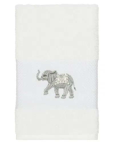 Linum Home Textiles Quinn Turkish Cotton Embellished Hand Towel In Blue
