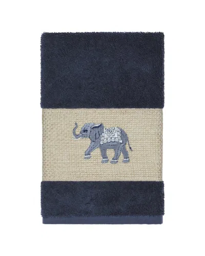 Linum Home Textiles Quinn Turkish Cotton Embellished Hand Towel In Black