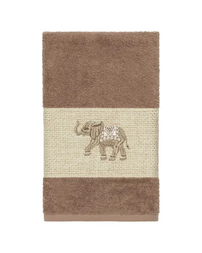 Linum Home Textiles Quinn Turkish Cotton Embellished Hand Towel In Brown