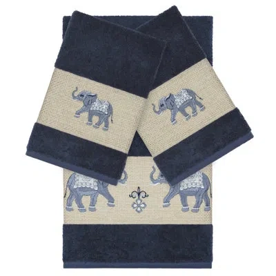 Linum Home Textiles Quinn Turkish Cotton Towel Set In Midnight Blue
