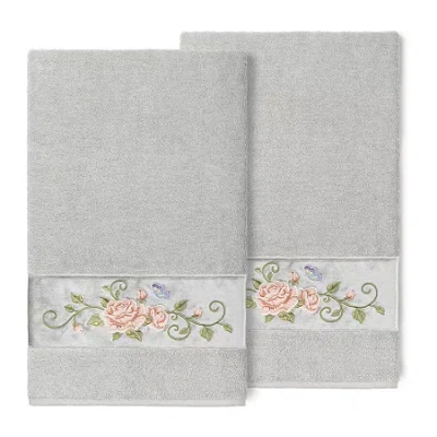 Linum Home Textiles Rebecca 2-pc. Embellished Floral Bath Towel In Gray