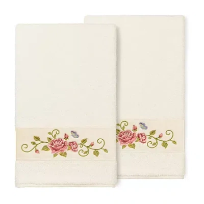 Linum Home Textiles Rebecca 2-pc. Embellished Floral Bath Towel In Sand