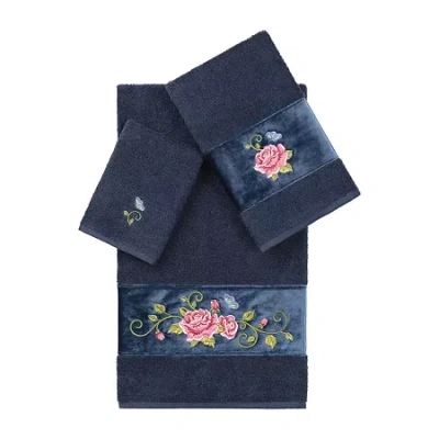 Linum Home Textiles Rebecca Embellished 3-pc. Bath Towel Set In Blue