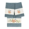 Linum Home Textiles Rebecca Embellished 3-pc. Bath Towel Set In Blue