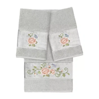 Linum Home Textiles Rebecca Embellished 3-pc. Bath Towel Set In Gray