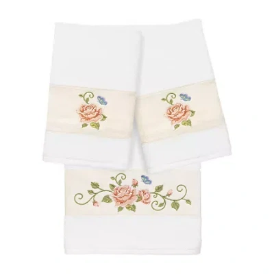 Linum Home Textiles Rebecca Embellished 3-pc. Bath Towel Set In White