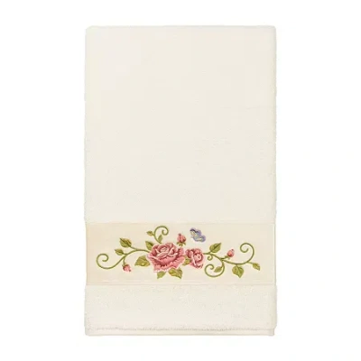 Linum Home Textiles Rebecca Embellished Embellished Floral Bath Towel In Sand