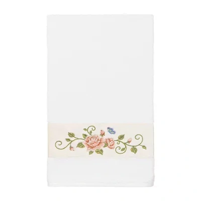 Linum Home Textiles Rebecca Embellished Embellished Floral Bath Towel In White