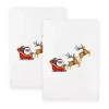 Linum Home Textiles Santas Sled Embroidered 2-pc. Hand Towel In White