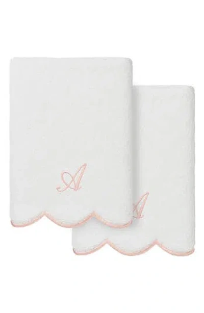 Linum Home Textiles Scallop Personalized Monogram 2-piece Towel Set