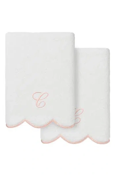 Linum Home Textiles Scallop Personalized Monogram 2-piece Towel Set