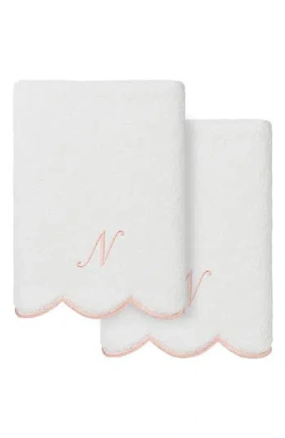 Linum Home Textiles Scallop Personalized Monogram 2-piece Towel Set