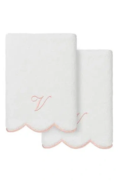 Linum Home Textiles Scallop Personalized Monogram 2-piece Towel Set