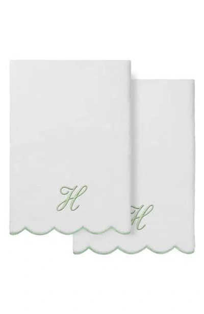 Linum Home Textiles Scallop Personalized Monogram 2-piece Towel Set