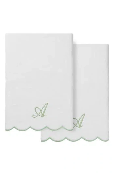 Linum Home Textiles Scallop Personalized Monogram 2-piece Towel Set
