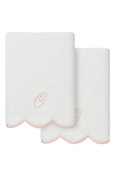 Linum Home Textiles Scallop Personalized Monogram 2-piece Towel Set