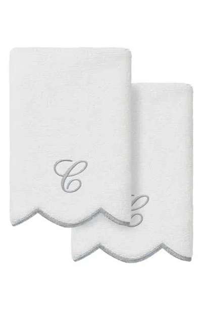 Linum Home Textiles Scallop Personalized Monogram 2-piece Towel Set In Multi