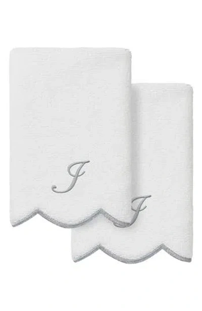 Linum Home Textiles Scallop Personalized Monogram 2-piece Towel Set In White