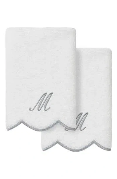 Linum Home Textiles Scallop Personalized Monogram 2-piece Towel Set In White