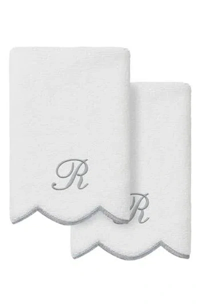 Linum Home Textiles Scallop Personalized Monogram 2-piece Towel Set In White