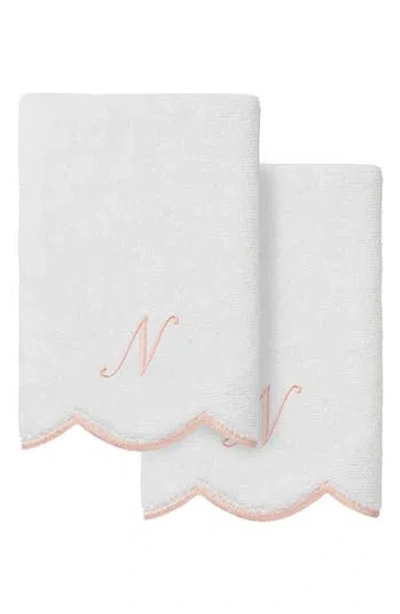 Linum Home Textiles Scallop Set Of 2 Monogram Fingertip Towels