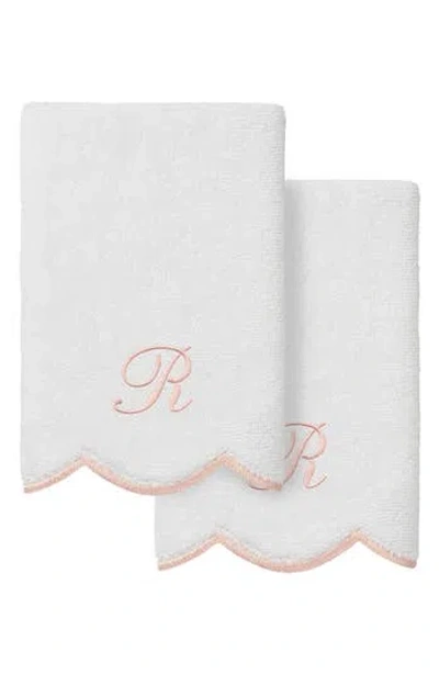 Linum Home Textiles Scallop Set Of 2 Monogram Fingertip Towels
