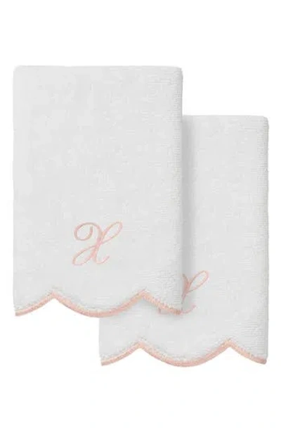 Linum Home Textiles Scallop Set Of 2 Monogram Fingertip Towels