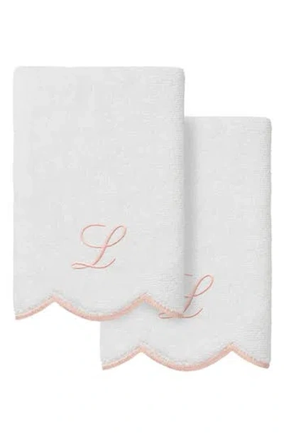 Linum Home Textiles Scallop Set Of 2 Monogram Fingertip Towels