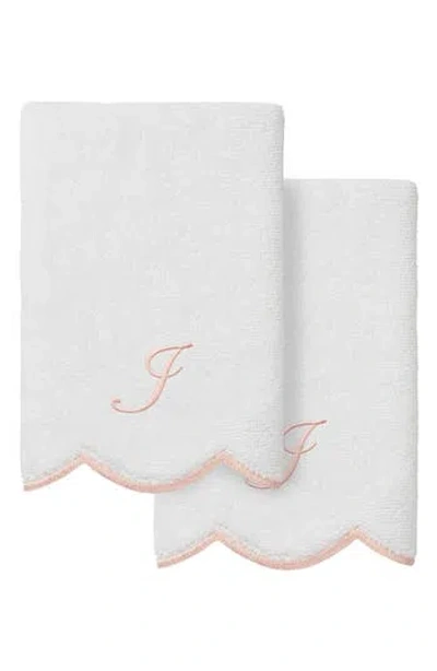 Linum Home Textiles Scallop Set Of 2 Monogram Fingertip Towels
