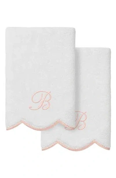 Linum Home Textiles Scallop Set Of 2 Monogram Fingertip Towels