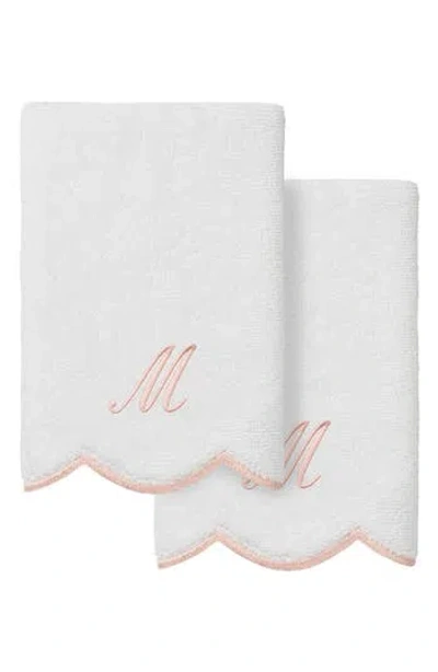 Linum Home Textiles Scallop Set Of 2 Monogram Fingertip Towels
