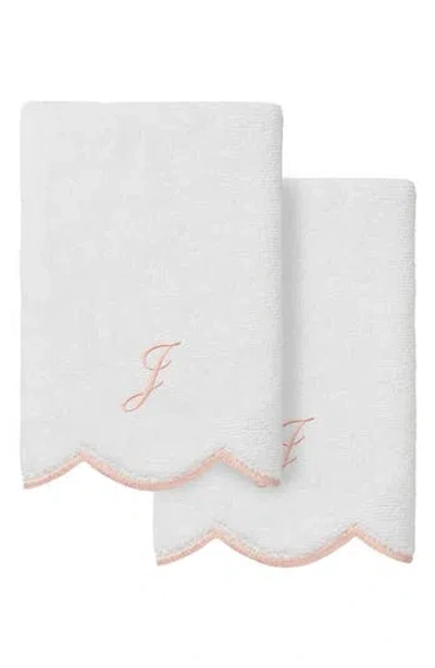 Linum Home Textiles Scallop Set Of 2 Monogram Fingertip Towels