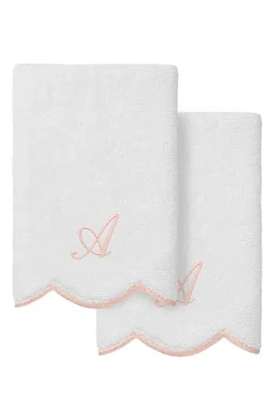 Linum Home Textiles Scallop Set Of 2 Monogram Fingertip Towels