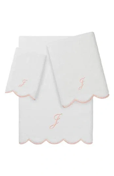 Linum Home Textiles Scalloped 3-piece Personalized Towel Set