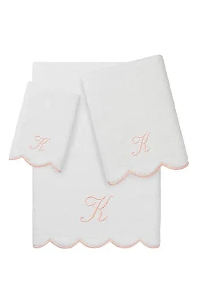 Linum Home Textiles Scalloped 3-piece Personalized Towel Set