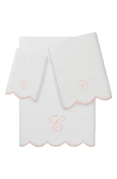 Linum Home Textiles Scalloped 3-piece Personalized Towel Set