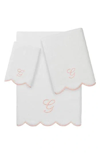Linum Home Textiles Scalloped 3-piece Personalized Towel Set