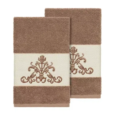 Linum Home Textiles Scarlet 2-pc. Embellished Hand Towel In Brown