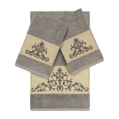 Linum Home Textiles Scarlet Embellished 3-pc. Bath Towel Set In Gray