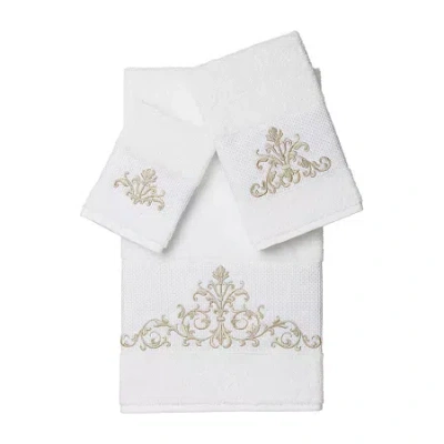 Linum Home Textiles Scarlet Embellished 3-pc. Bath Towel Set In White