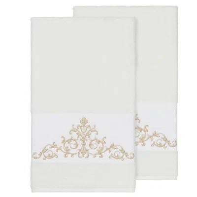 Linum Home Textiles Scarlet Turkish Cotton Bath Towel Set In White