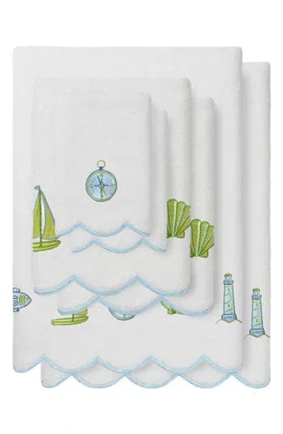 Linum Home Textiles Sea Joy Scallop 6-piece Embellished Towel Set In Blue