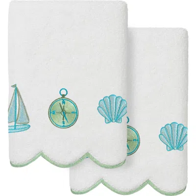 Linum Home Textiles Sea Joy Scallop Pack Of 2 Hand Towels In White
